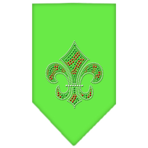 Christmas Fleur De Lis Rhinestone Bandana Lime Green Small